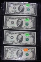 Group of 4 - 1995 Ten Dollar Bills; Unc.