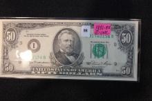 1981 and 1985 Fifty Dollar Bills; Unc.; 2xBid