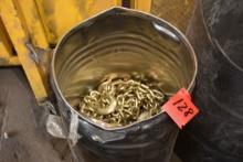 Barrel Containing Approx. 60+ Pieces of 3/8" Grade 70 Safety Chains w/Large Hooks