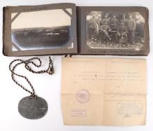 WWI GERMAN EMPIRE NAMED SOLDIER SCRAPBOOK & DOGTAG