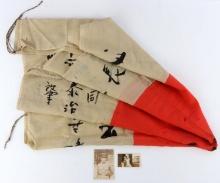 WWII IMPERIAL JAPANESE FLAG WITH SOLDIER PHOTOS