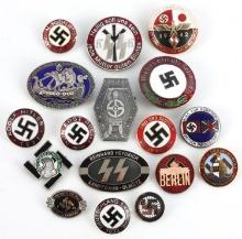 17 WWII GERMAN REICH WAFFEN SS & NSDAP BADGES LOT