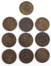 LOT OF 10 OLD WEST SALOON WHORE HOUSE TOKENS