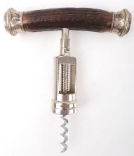 JOHN HASSELBRING STERLING STAG HANDLE CORK SCREW