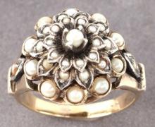10K YELLOW GOLD SEED PEARL HAREM RING