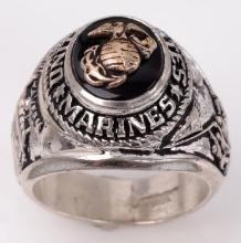 WWII VINTAGE USMC MARINE STERLING AND GOLD RING
