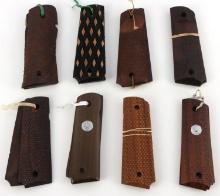 PAIR OF 8 CHECKERED WOODEN GRIPS FOR COLT 1911