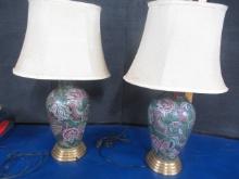 PAIR OF ORIENTAL TABLE LAMPS  30 T