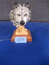 GRAY WOLF BUST STATUE  12"
