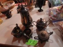 TEA SET SOME LABELED "FORBES" SILVERPLATE