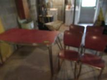 1950'S TABLE W/ 4 CHAIRS- TABLE IS ROUGH