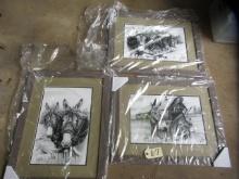 3 PENCIL DRAWINGS SIGNED BY ARTIST JESSE RAY  15 X 25