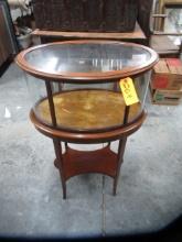 ROUND GLASS TOP DISPLAY TABLE  24 X 16 X 36 T