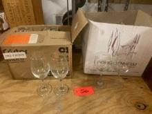 2 boxes of misc. wine glasses