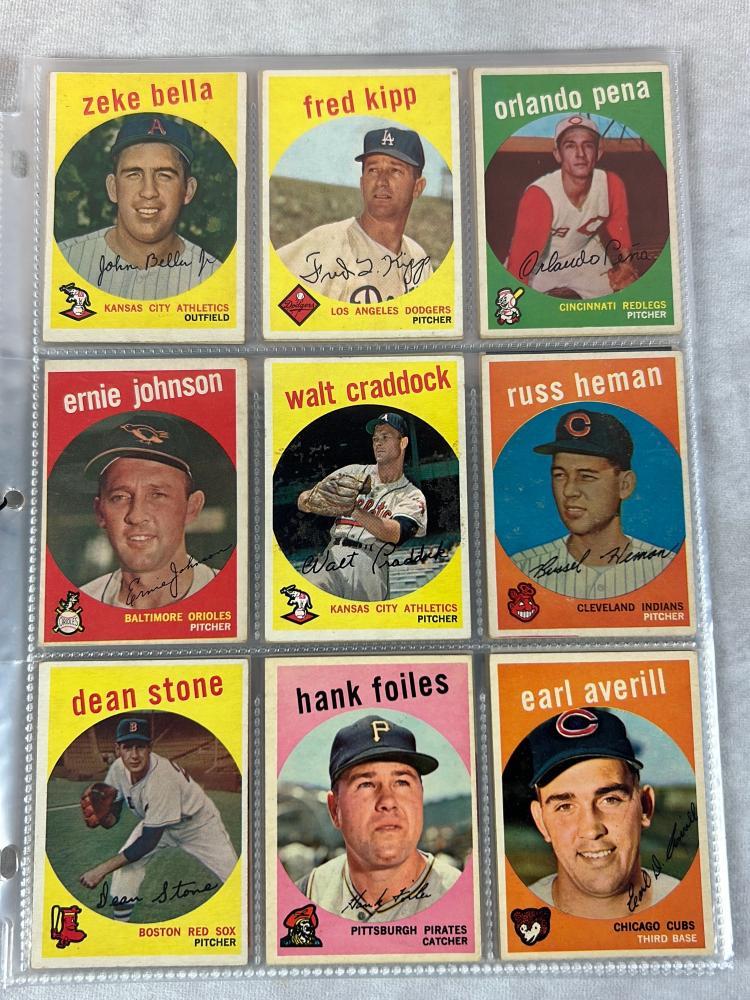 (89) 1959 Topps Baseball Cards - Excellent condition