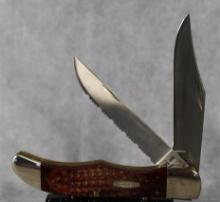 1992 CASE XX 6265SAB PAKAWOOD HANDLE TWO BLADE FOLDING HUNTER W/SERRATED BLADE