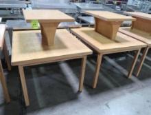 wooden tables w/ raised center