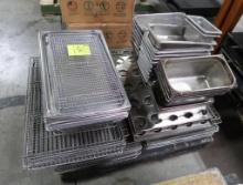 pallet of cooling screens & stainless pans