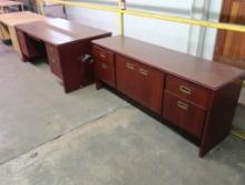 wooden desk & office storage cabinet