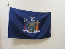 Flag of New York State with Pole & Base