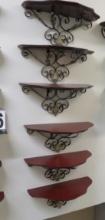 Metal & Wood Shelves, 18" Lot of 6