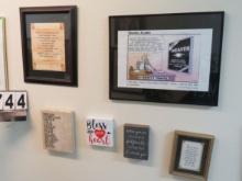 group of six mixed wall plaques and framed sayings