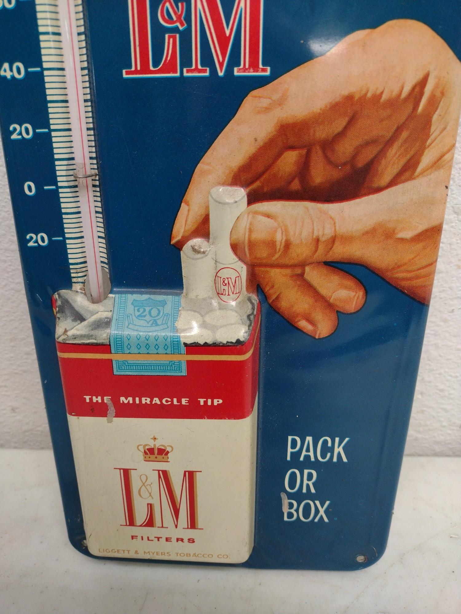 Vintage L&M Cigarette Advertising Thermometer