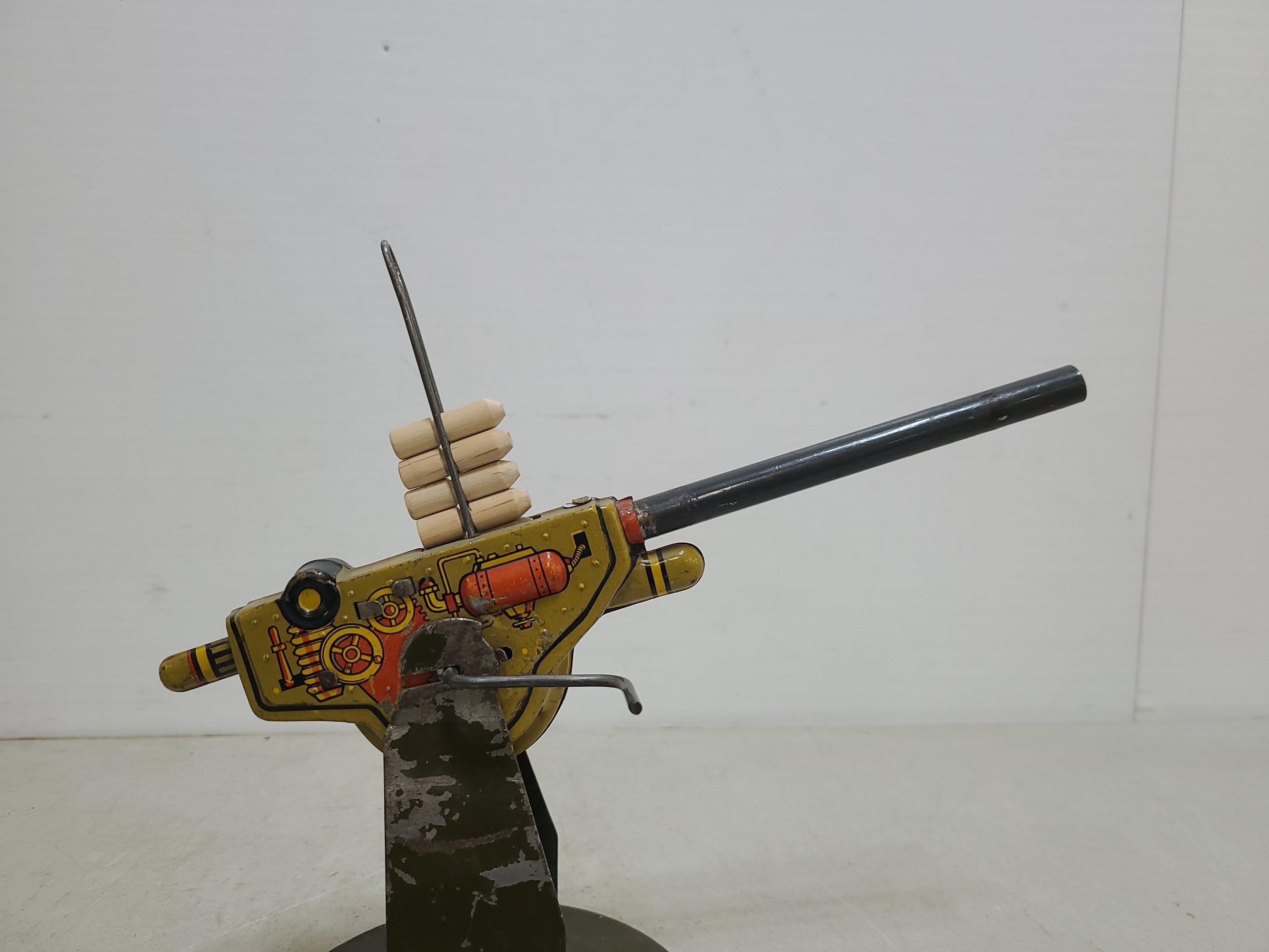 Marx Prewar Winding Anti-Aircraft Tin Toy Gun