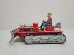 TN Magic Action Buldozer Battery Op Tin Toy