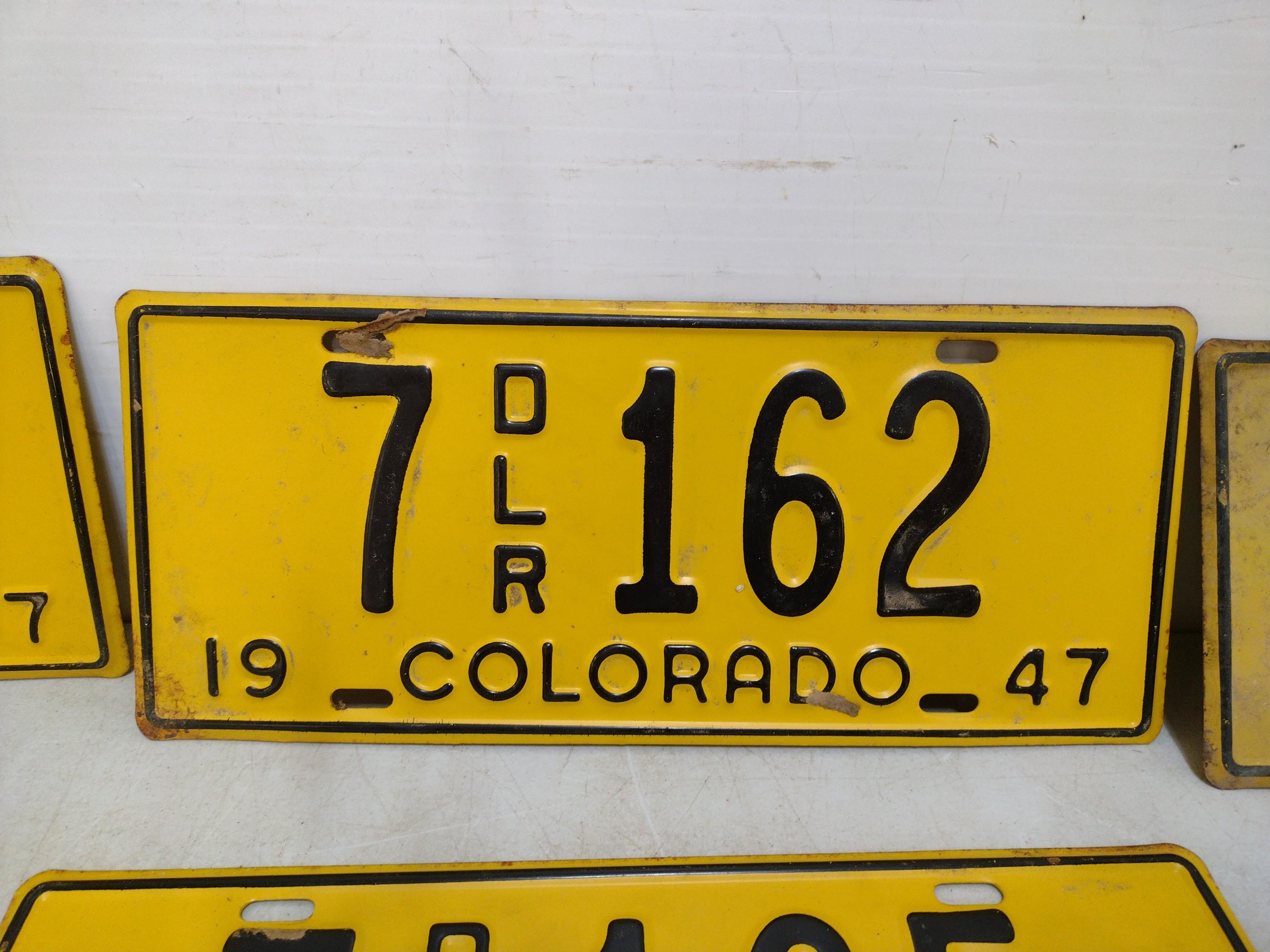 Six 1947 Colorado License Plates