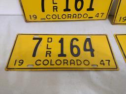 Six 1947 Colorado License Plates