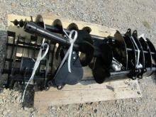 9862 (9) EXCAVATOR ATTACHMENTS QUICK HITCH RAKE RIPPER GRABER AUGER 12'' ROD S/N:B18048