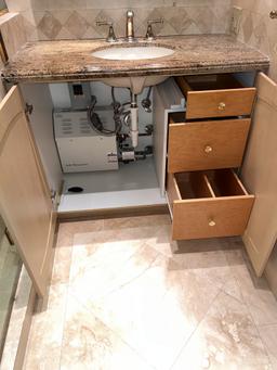 Vanity in Master Bath Area, Beveled/Bullnose Granite Top, 42" X 22", (Mr Steam Unit is NOT Included