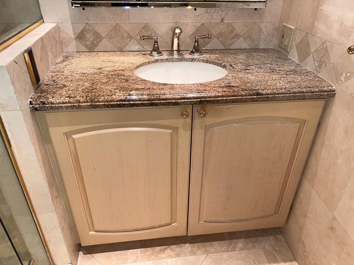 Vanity in Master Bath Area, Beveled/Bullnose Granite Top, 42" X 22", (Mr Steam Unit is NOT Included
