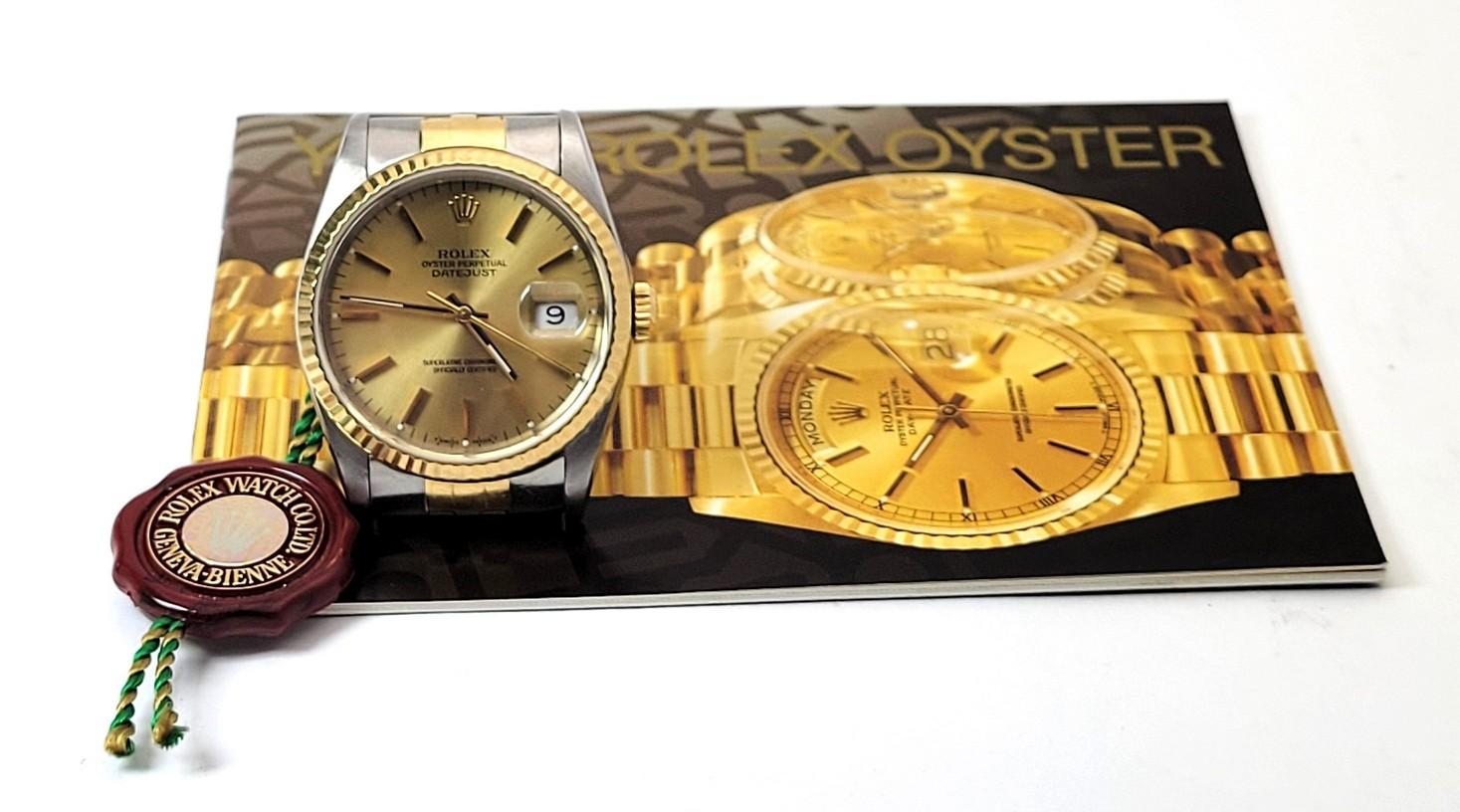 Mens ROLEX Datejust 18k & ST. Steel Oyster Perpetual Watch w/ Box