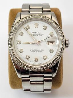 Mens ROLEX Datejust Diamond Dial & Bezel Oyster Band 36mm Watch