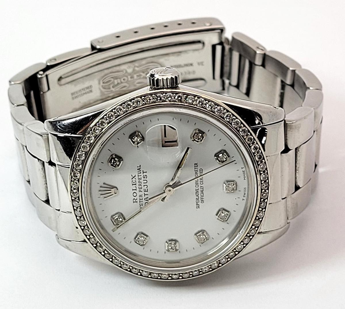 Mens ROLEX Datejust Diamond Dial & Bezel Oyster Band 36mm Watch