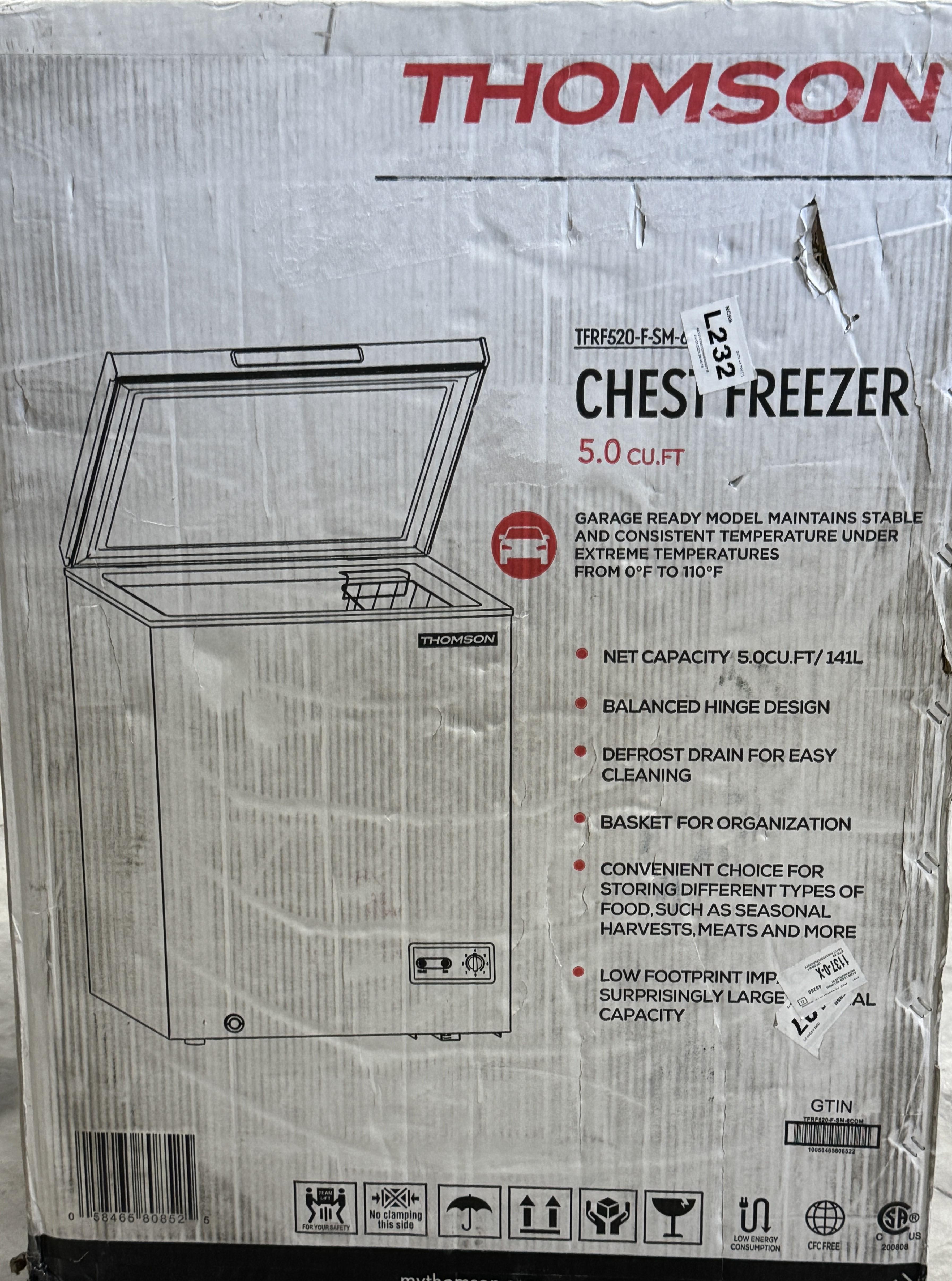 NEW Thomson Chest Freezer (5.0 cu. ft.)