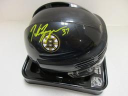 Patrice Bergeron of the Boston Bruins signed autographed hockey mini helmet PAAS COA 889
