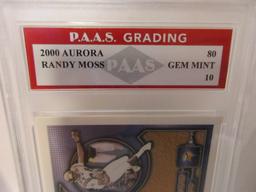 Randy Moss Minnesota Vikings 2000 Aurora #80 graded PAAS Gem Mint 10