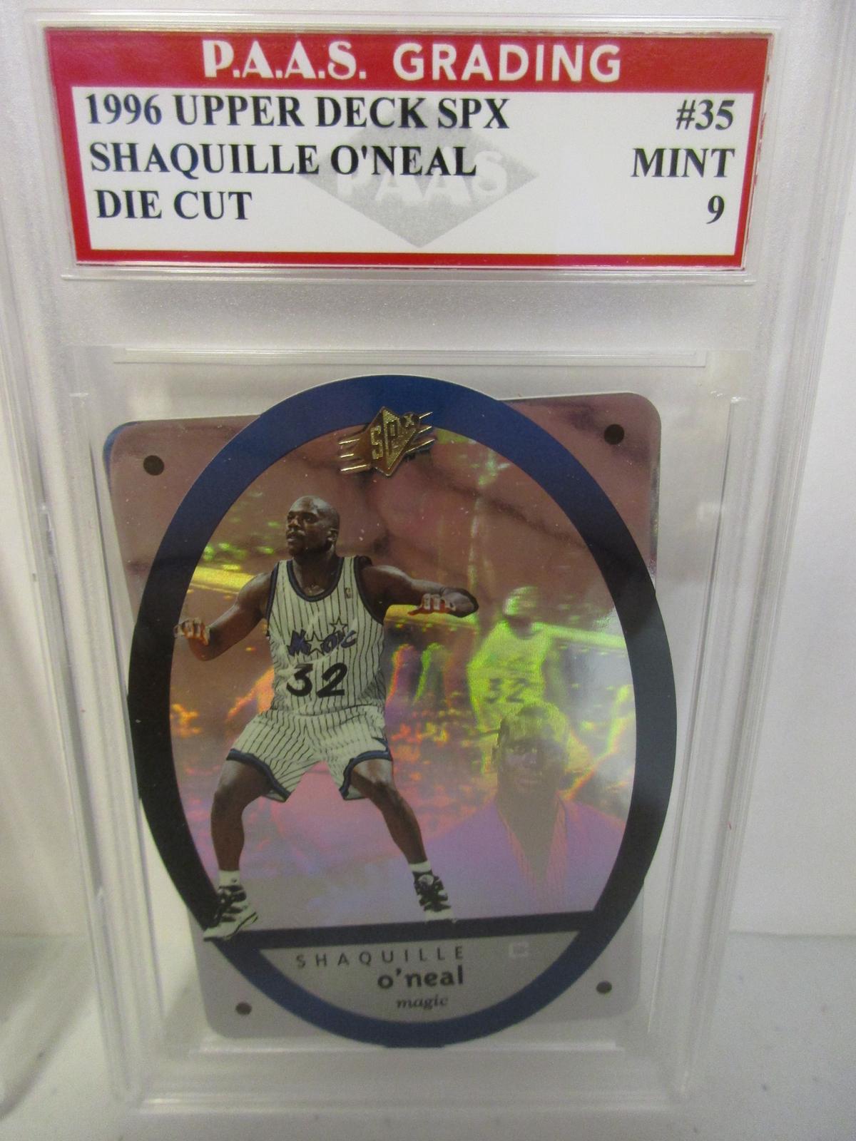 Shaquille O'Neal Orlando Magic 1996 Upper Deck SPX Die Cut #35 graded PAAS Mint 9