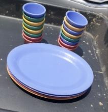 Oval plates and souffle cups - multicolored lot