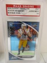 Justin Herbert Chargers 2020 Panini Absolute Rookie Foil #167 graded PAAS Gem Mint 9.5