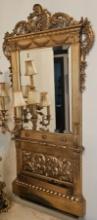 30" x 52" Heavily Adorned Gold Frame Mirror