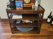 Four Tier Wood Shelf Unit with Removable Top Serving Tray