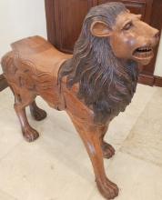 Life Size Lion Wood Sculpture