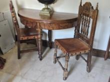 45" Half Moon Table with Wood Chairs