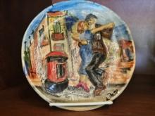 Artist Signed Decor Plate on Stand
