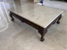 Large Marble Coffee Table, with Great Base, 42" X 60" X 20"