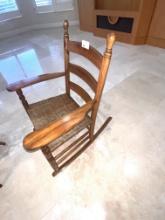 Rocking Chair Mde of Wood and Rattan Seat